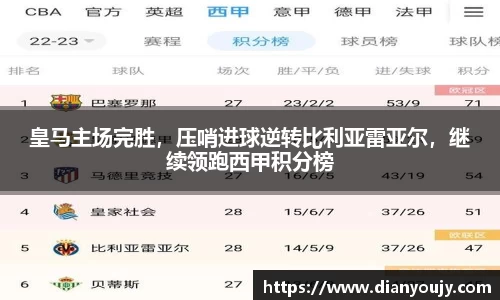 皇马主场完胜，压哨进球逆转比利亚雷亚尔，继续领跑西甲积分榜